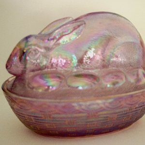 Fenton Carnival Glass Bunny Dish